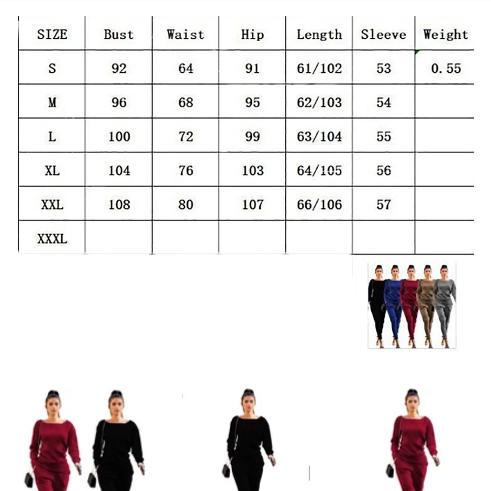 CASUAL O-NECK SWEATER HIGH WAIST PANT JUMPSUIT SET - Picture 5 of 5